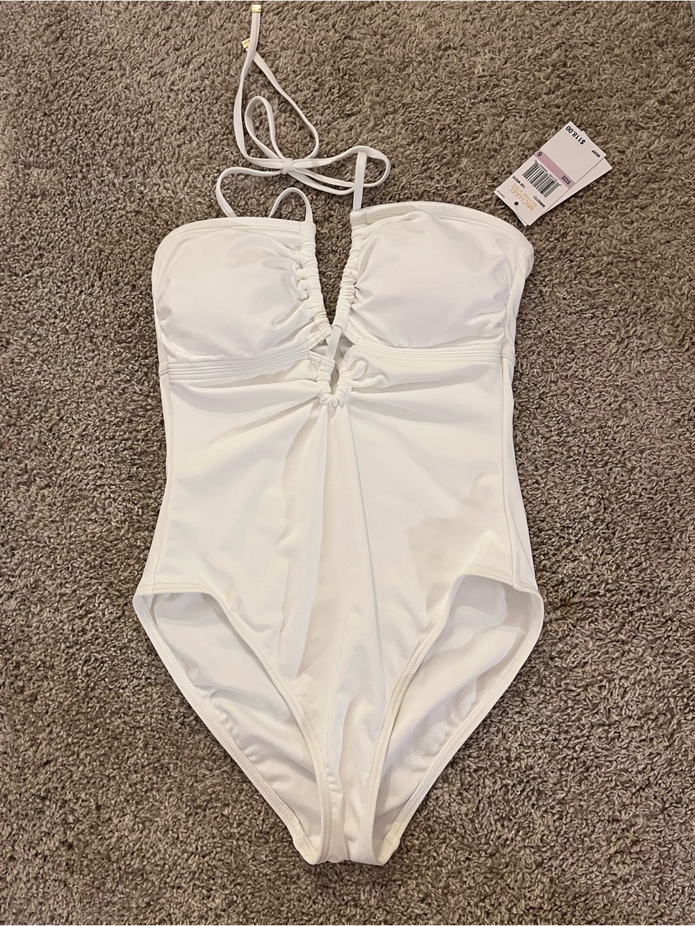 Michael Kors White Womens' One-Piece Swimsuit with Front Gather
